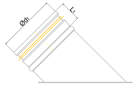Sztucer, króciec na rurę z uszczelką kąt 45˚ Ø315/160mm