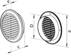 Kratka wentylacyjna z siatką i kołnierzem okrągłym Ø 100 mm.