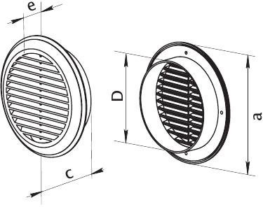 Kratka wentylacyjna z siatką i kołnierzem okrągłym Ø 125 mm.
