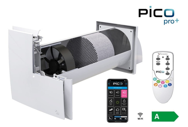 Rekuperator ścienny PICO PRO+45 z czujnikiem wilgotności i czujnikiem CO2 + WiFi