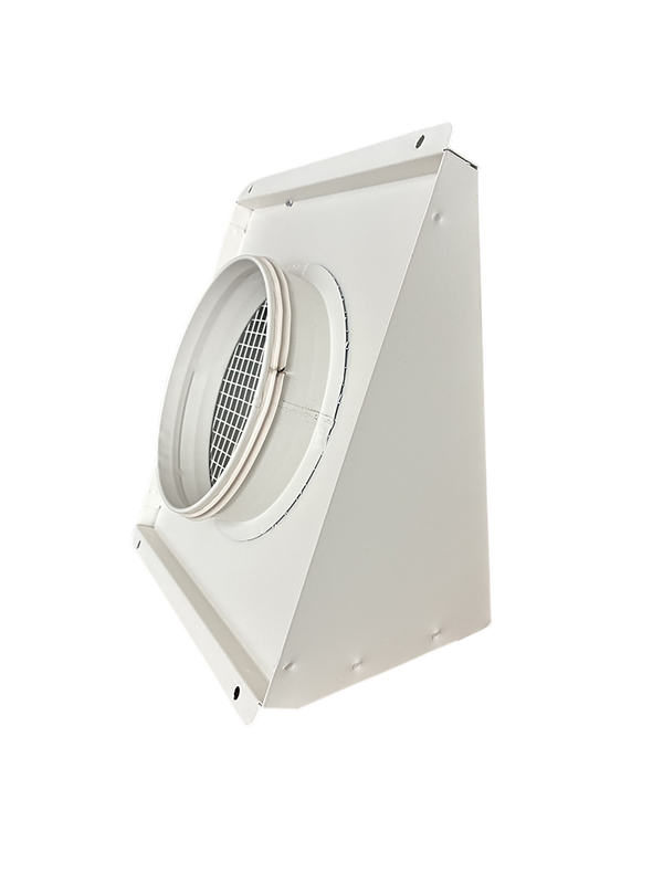 Czerpnia, wyrzutnia powietrza pionowa fi 250 biała z okapnikiem, kratka elewacyjna