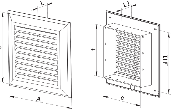 Kratka wentylacyjna 180x180 z siatką i kołnierzem okrągłym Ø 125 mm.