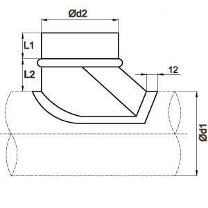 Sztucer, króciec na rurę Ø200/200mm