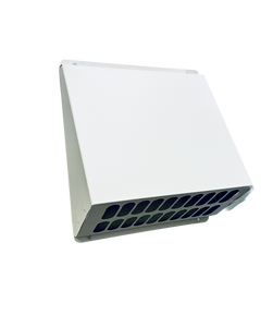 Czerpnia, wyrzutnia powietrza pionowa fi 250 biała z okapnikiem, kratka elewacyjna