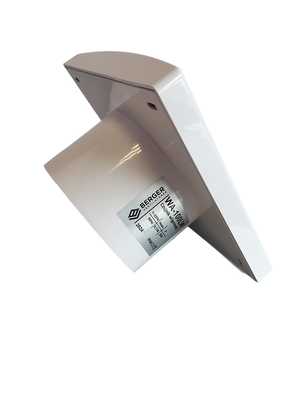 Wentylator łazienkowy Berger Ventilatoren, cichy fi 125 z czujnikiem wilgoci (higrostat) i klapą zwrotną.