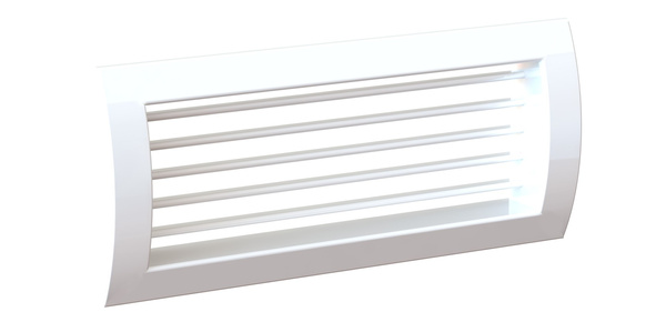 Kratka wentylacyjna do montażu na przewodach Spiro z pojedynczym rzędem kierownic usytuowanych poziomo (+ Przepustnica) 1225x75mm