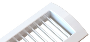 Kratka wentylacyjna do montażu na przewodach Spiro z pojedynczym rzędem kierownic usytuowanych pionowo (+ Przepustnica) 425x125mm