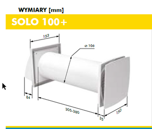 Rekuperator Ścienny SOLO+ 125 mm VENTS z pilotem