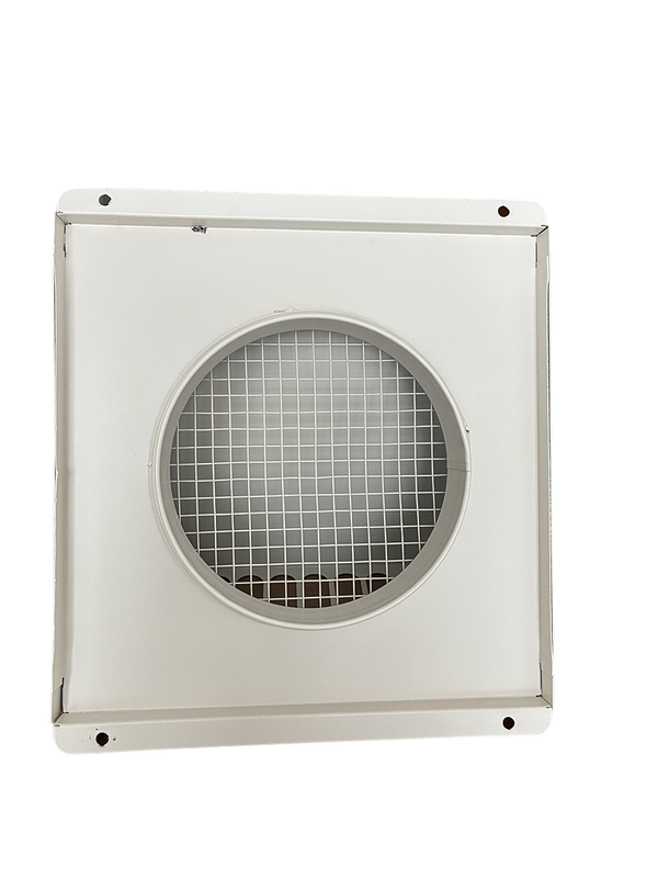 Czerpnia, wyrzutnia powietrza pionowa fi 160 biała z okapnikiem, kratka elewacyjna