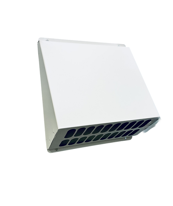 Czerpnia, wyrzutnia powietrza pionowa fi 160 biała z okapnikiem, kratka elewacyjna