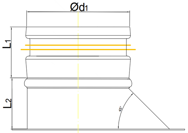 Sztucer, króciec cylindryczny z uszczelką Ø315mm