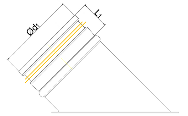 Sztucer, króciec na rurę z uszczelką kąt 45˚ Ø315/160mm