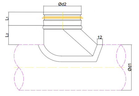 Sztucer, króciec na rurę z uszczelką Ø315/200mm