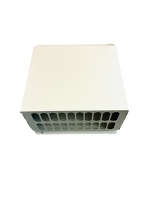 Czerpnia, wyrzutnia powietrza pionowa fi 250 biała z okapnikiem, kratka elewacyjna