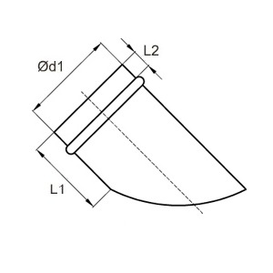 Sztucer, króciec na rurę kąt 45˚ Ø250/160mm
