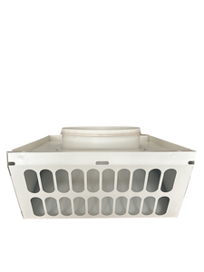 Czerpnia, wyrzutnia powietrza pionowa fi 200 biała z okapnikiem, kratka elewacyjna