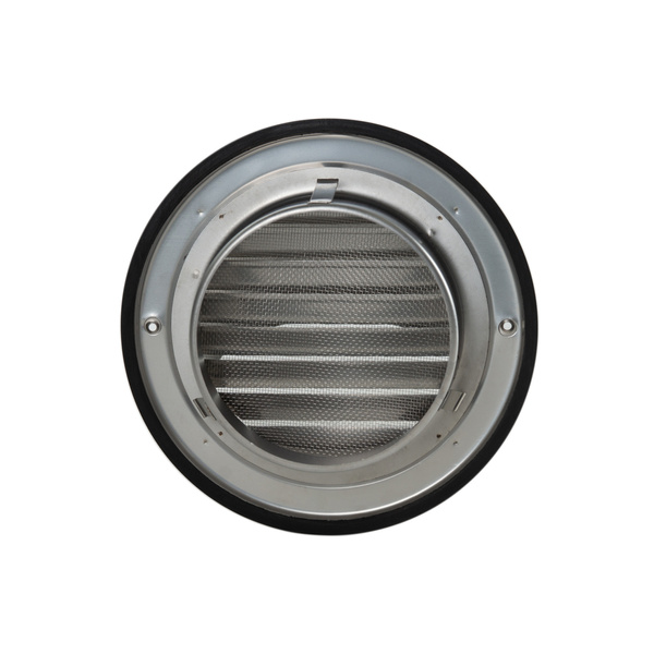 Czerpnia wyrzutnia ścienna okrągła Ø160 z okapnikiem stal nierdzewna.