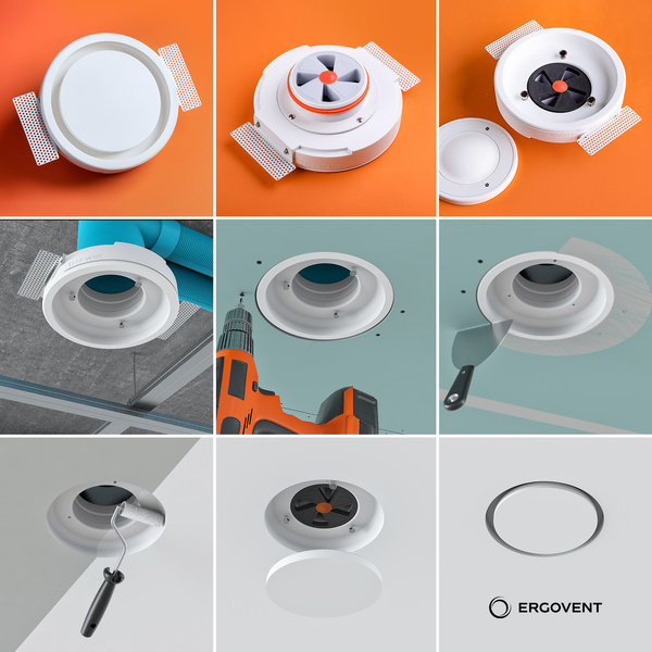 Bezramkowy Anemostat gipsowy nawiewno-wywiewny FI 125