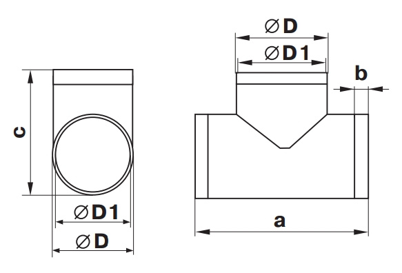 Trójnik okrągły Ø100 mm.