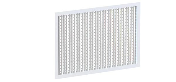 Kratka wentylacyjna (+ Przepustnica) 525x125mm z podwójnym rzędem kierownic usytuowanych pionowo i poziomo