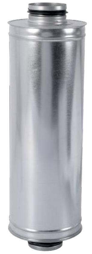 Tłumik okrągły z uszczelką Ø560mm, L=600mm, Izolacja=100mm