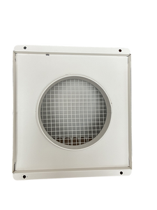 Czerpnia, wyrzutnia powietrza pionowa fi 200 biała z okapnikiem, kratka elewacyjna