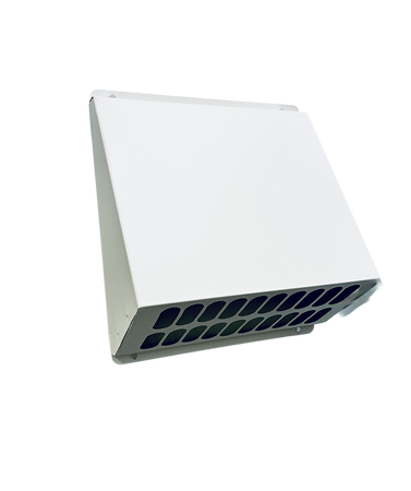 Czerpnia, wyrzutnia powietrza pionowa fi 250 biała z okapnikiem, kratka elewacyjna